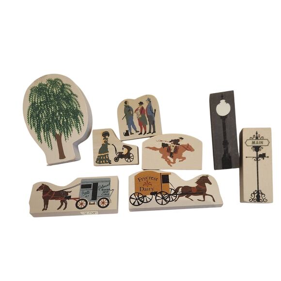 Cat’s Meow Village Accessories Lot – People Trees Wagons Signs Lamp Posts - Picture 1 of 3